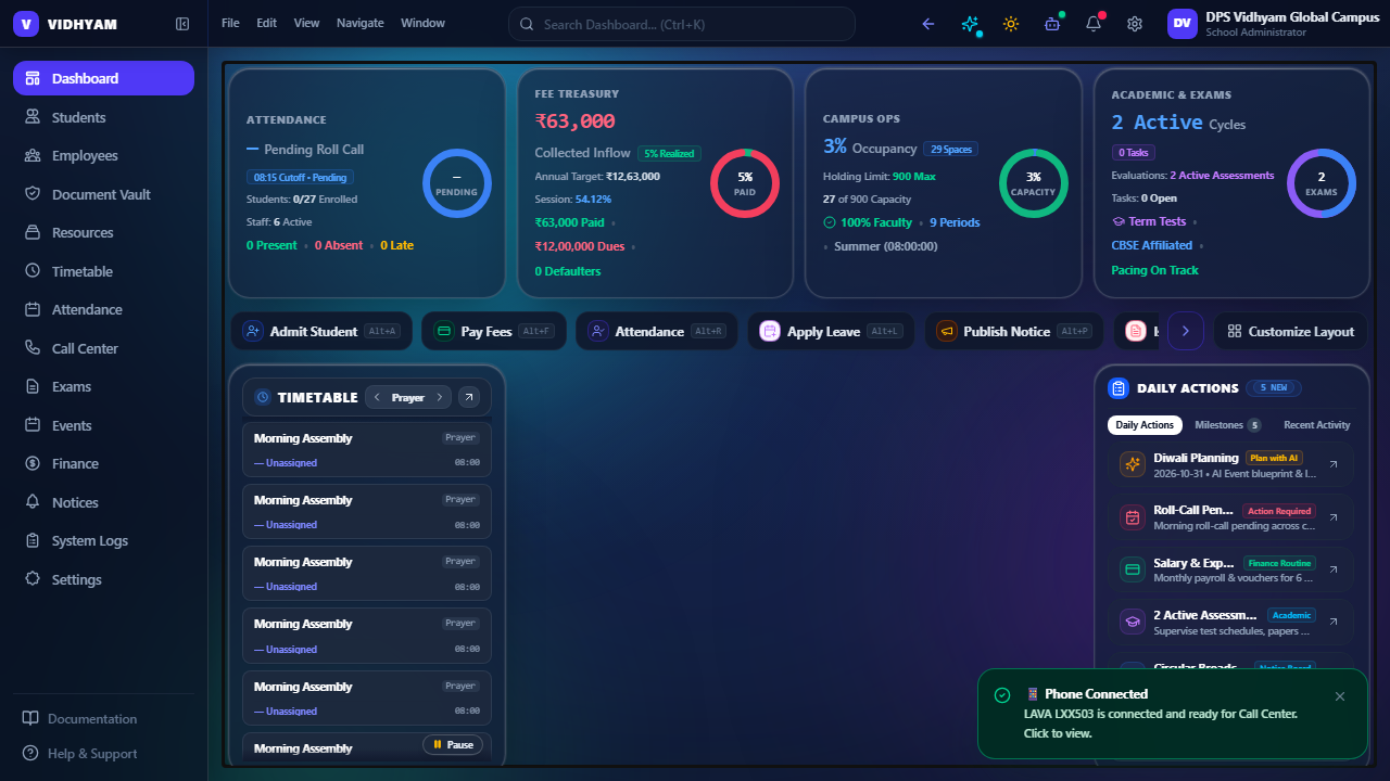 Executive Cockpit & School Dashboard (Dark Mode)